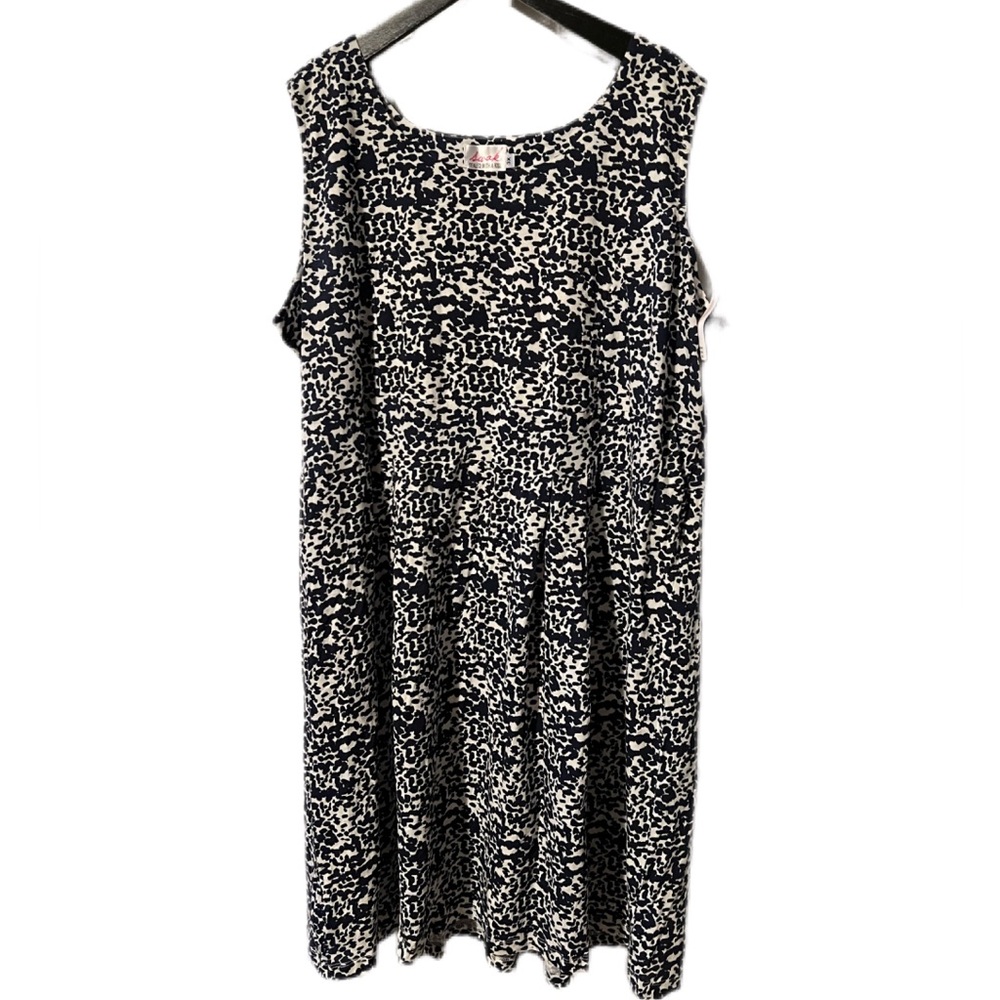 NWT BLUE Women Plus Size 3X Dress, zipper, sleeveless. 100% Cotton. Midi